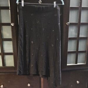 NIC+ZOE Black A-Line Skirt with Eyelet Accents